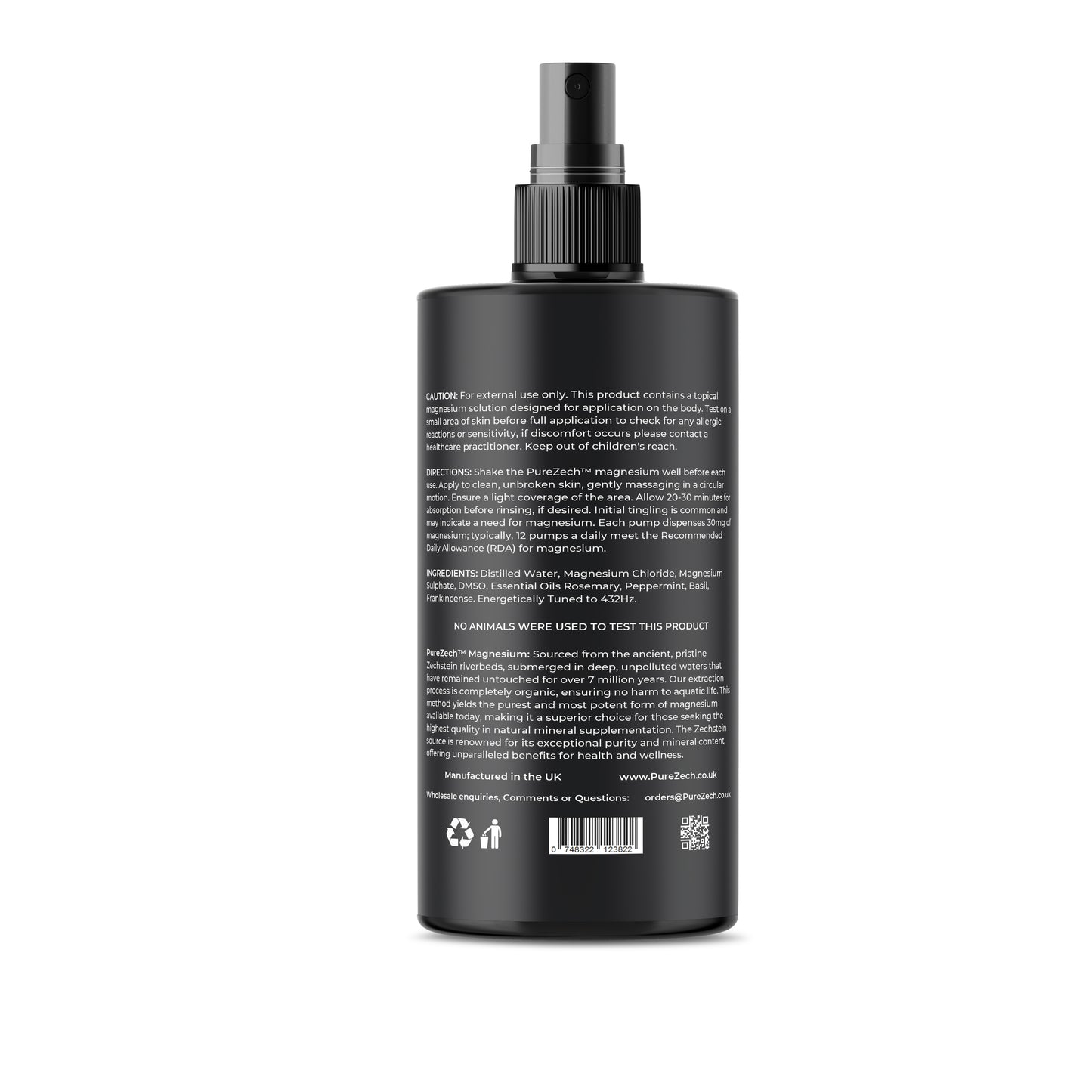 PureZech™ Deep Relief Muscle Recovery 100% Pure Magnesium Spray with Aromatherapy Oil, Castor Oil & DMSO Blend